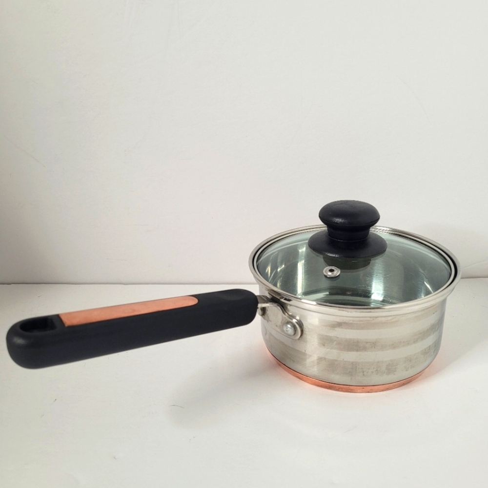 Vintage Copper Lux Stainless Steel and Copper Bottom Sauce Pan One Quart